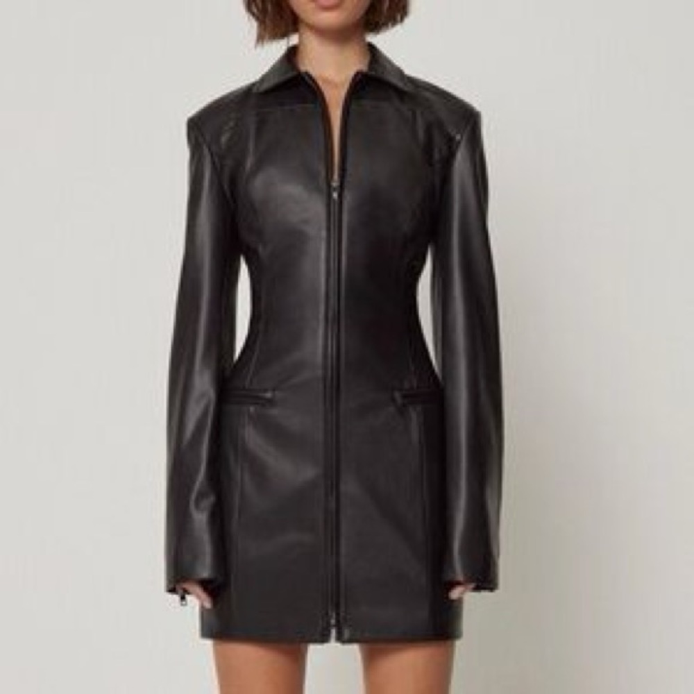 Khy faux leather mini dress with waist tie